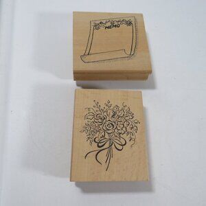Rubber Stamps Wood Mounted (Memo, Floral Bouquet)
